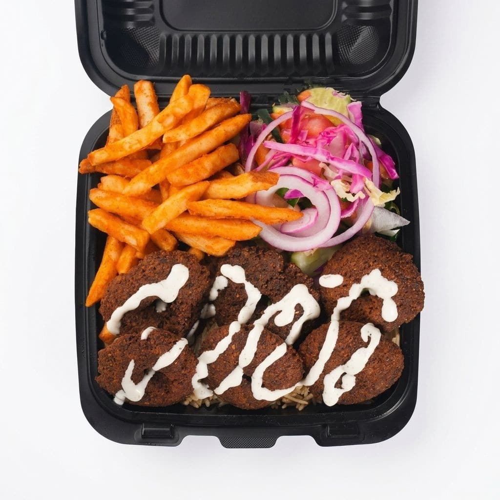 Falafel Over Rice Platter