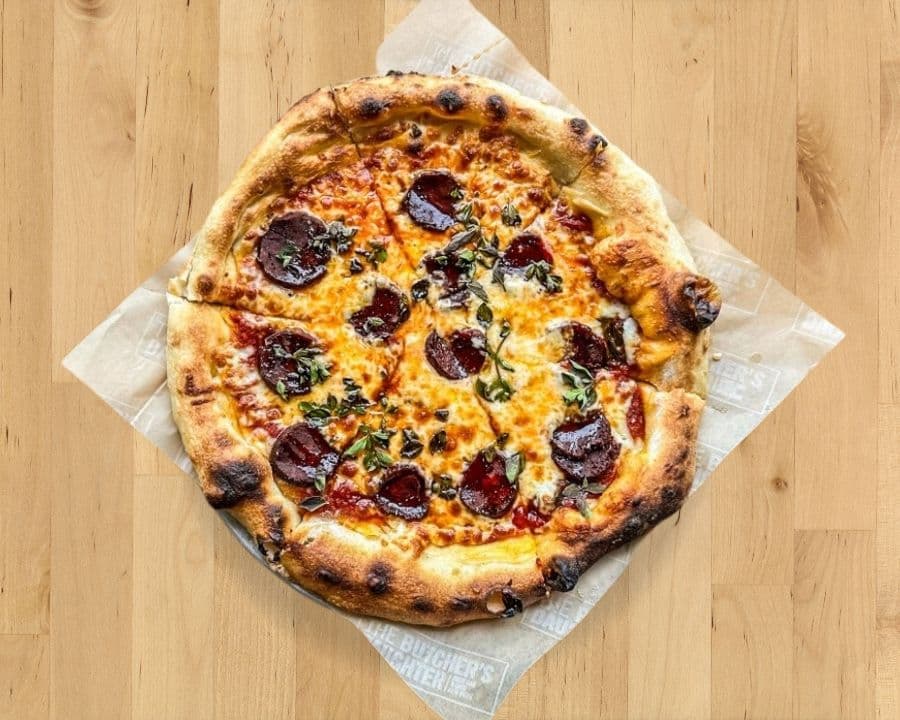 HOT HONEY & BEET PEPPERONI PIZZA