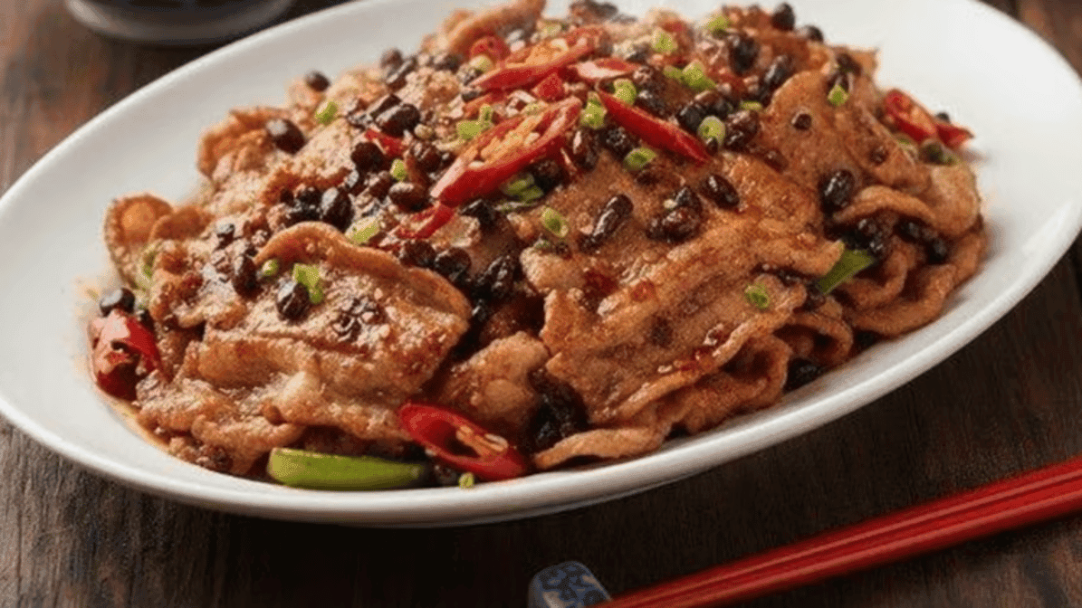 Sauteed Sliced Pork With Ginger Scallion& Black Bean Szechuan Spicy