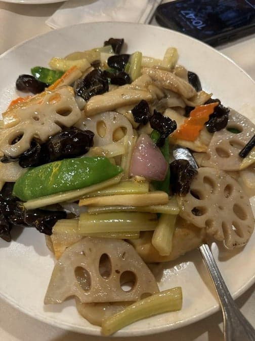 Sauteed King Mushroom Lotus With Mixed Vegetables