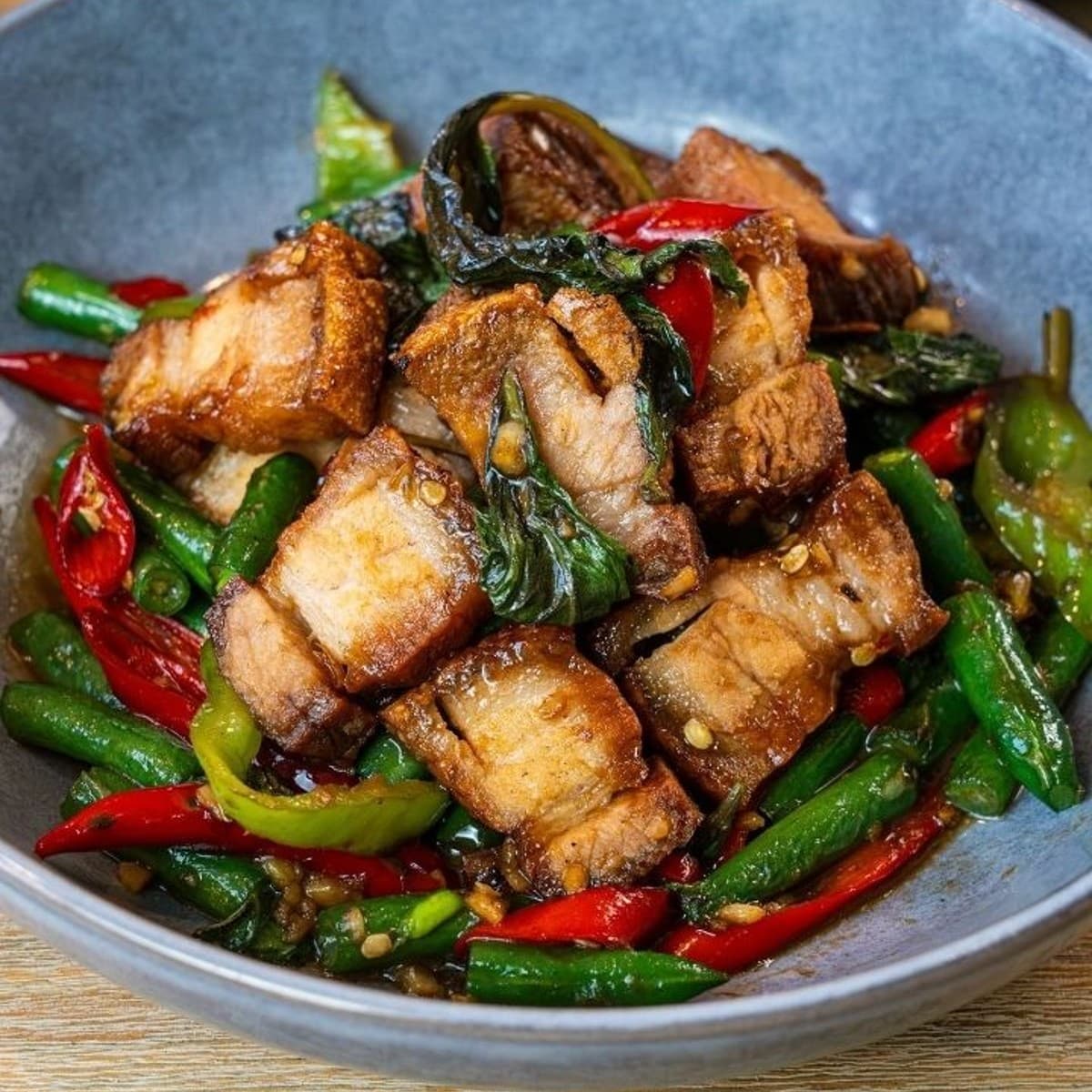 Crispy Pork Belly Basil