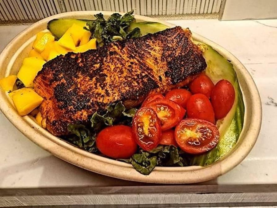 Tropical Kale Salad with Salmon