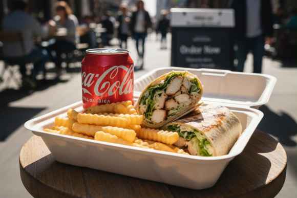 Chicken Caesar Wrap, French Fries and Soda