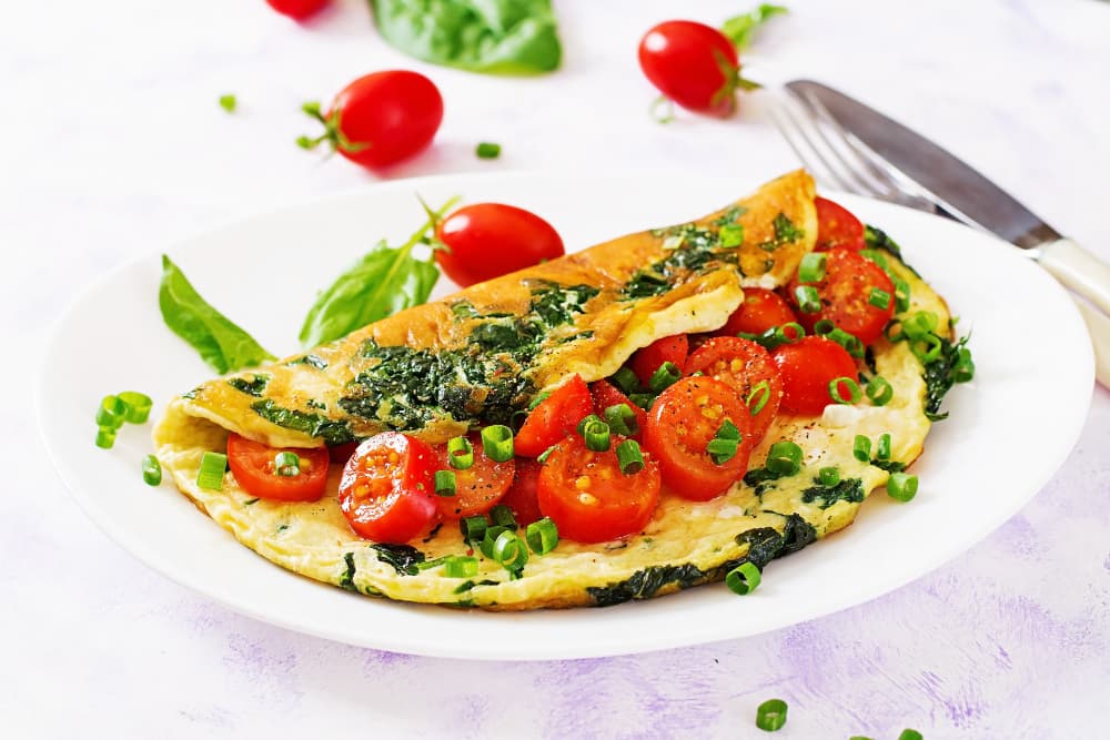 Spinach, Mushroom & Tomato Omelette